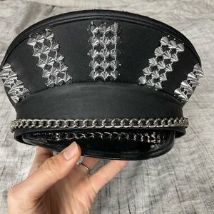 Studded Leather Burning Man Captain Police Party Hat Unisex